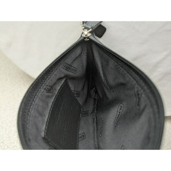 Vintage Coach Leather Small Flat Cosmetic Case Bag Clutch 6990 Black Silver USA - Picture 9 of 12